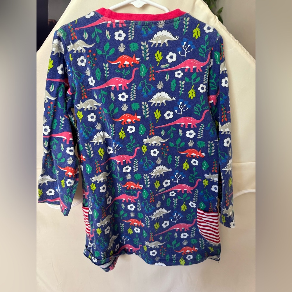 Blue and Pink Dinosaur Print Kids Dress